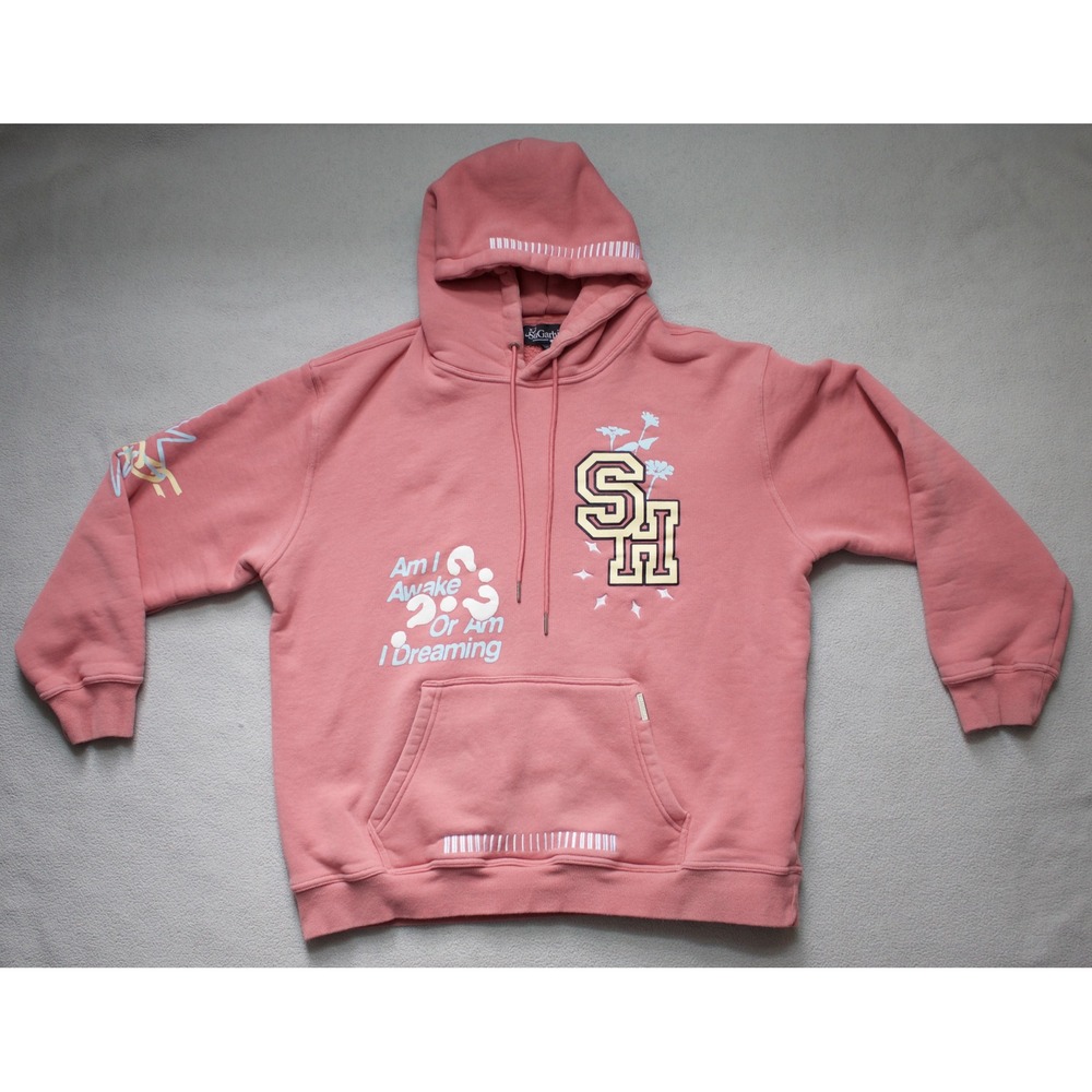 Sugarhill Paranoid Hoodie Salmon‎ Pink Printed Graphics Pullover Men's 2XL